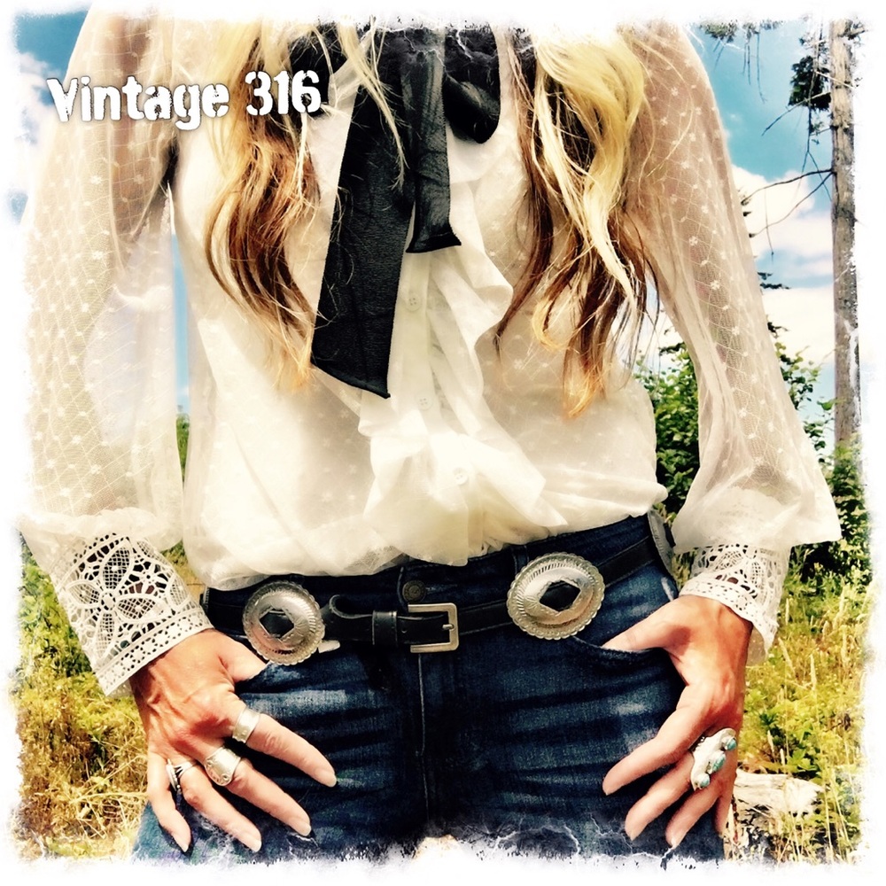 Black Leather Concho Belt